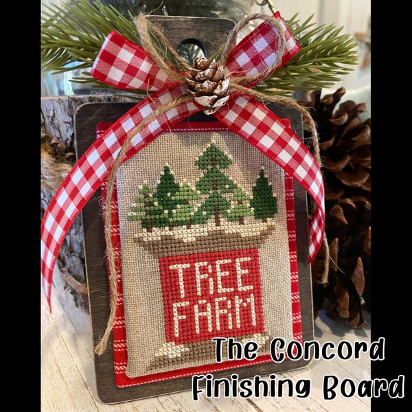 The Concord Cutting Board for Cross Stitch and Needlework Finishes - Tree Farm Spool Cross Stitch Pattern Finishing Board