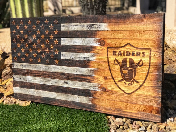 Las Vegas/oakland Raiders Wood American Flag 
