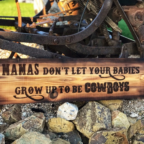 Mamas Don't Let Your Babies Grow Up To Be Cowboys lyric art sign Willie