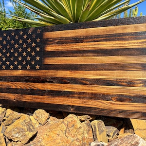Wooden American Flag Art, Personalized Rustic Home Decor, Patriotic USA Sign, Farmhouse Wooden Flag, Veteran Gift, Customizable Wall Art