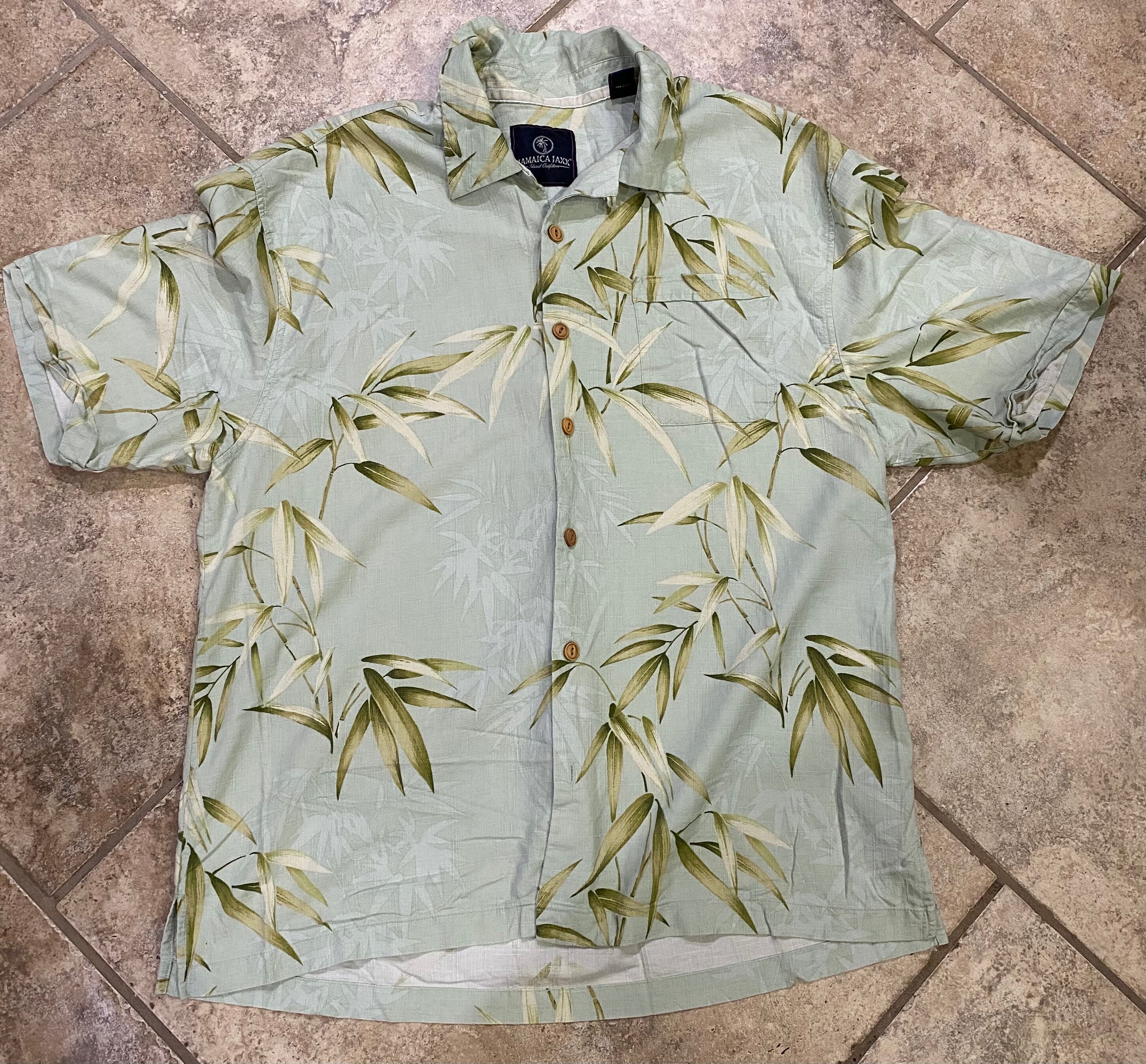 Jamaica Jaxx 100 Silk Hawaiian Shirt Size XL Green Leaves Etsy