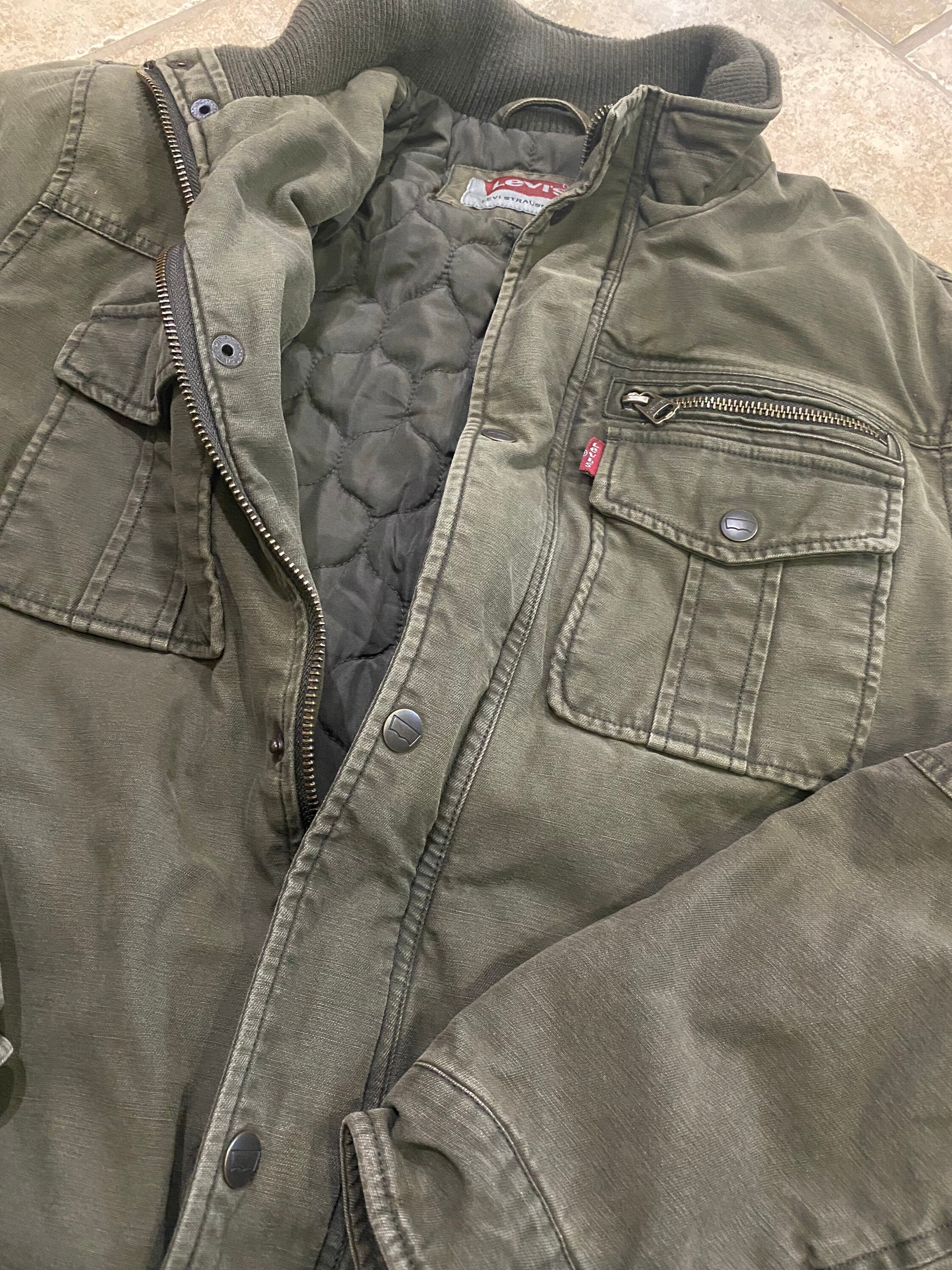 Vintage Levis Men Full Zip Button Snap Trucker Military Jacket Etsy