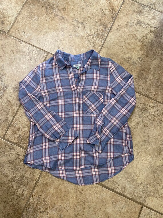 Susina Womens Medium MP Plaid Button 