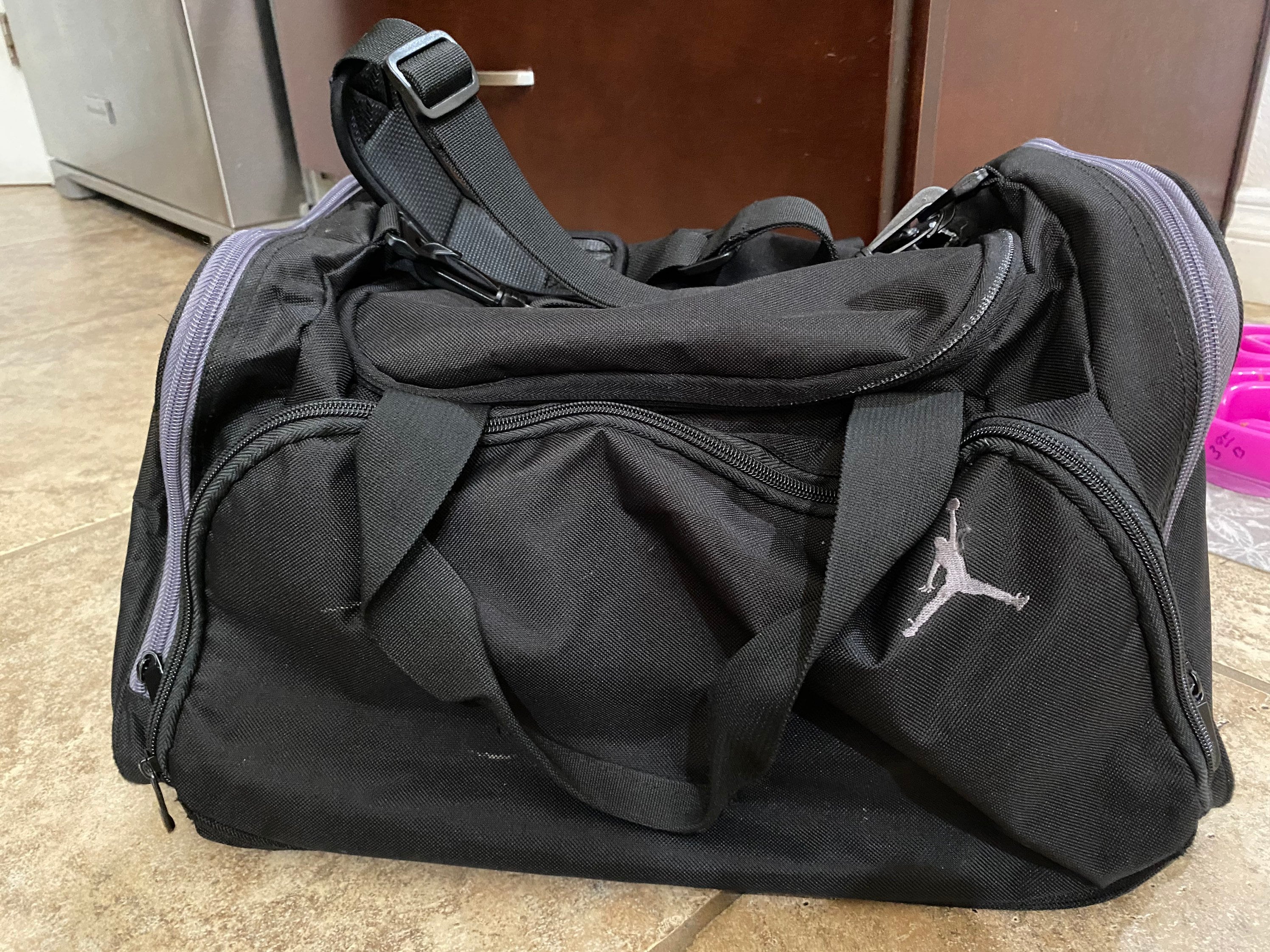 Air Jordan Gym Sports Duffel Bag w/ straps Black / Gray Etsy
