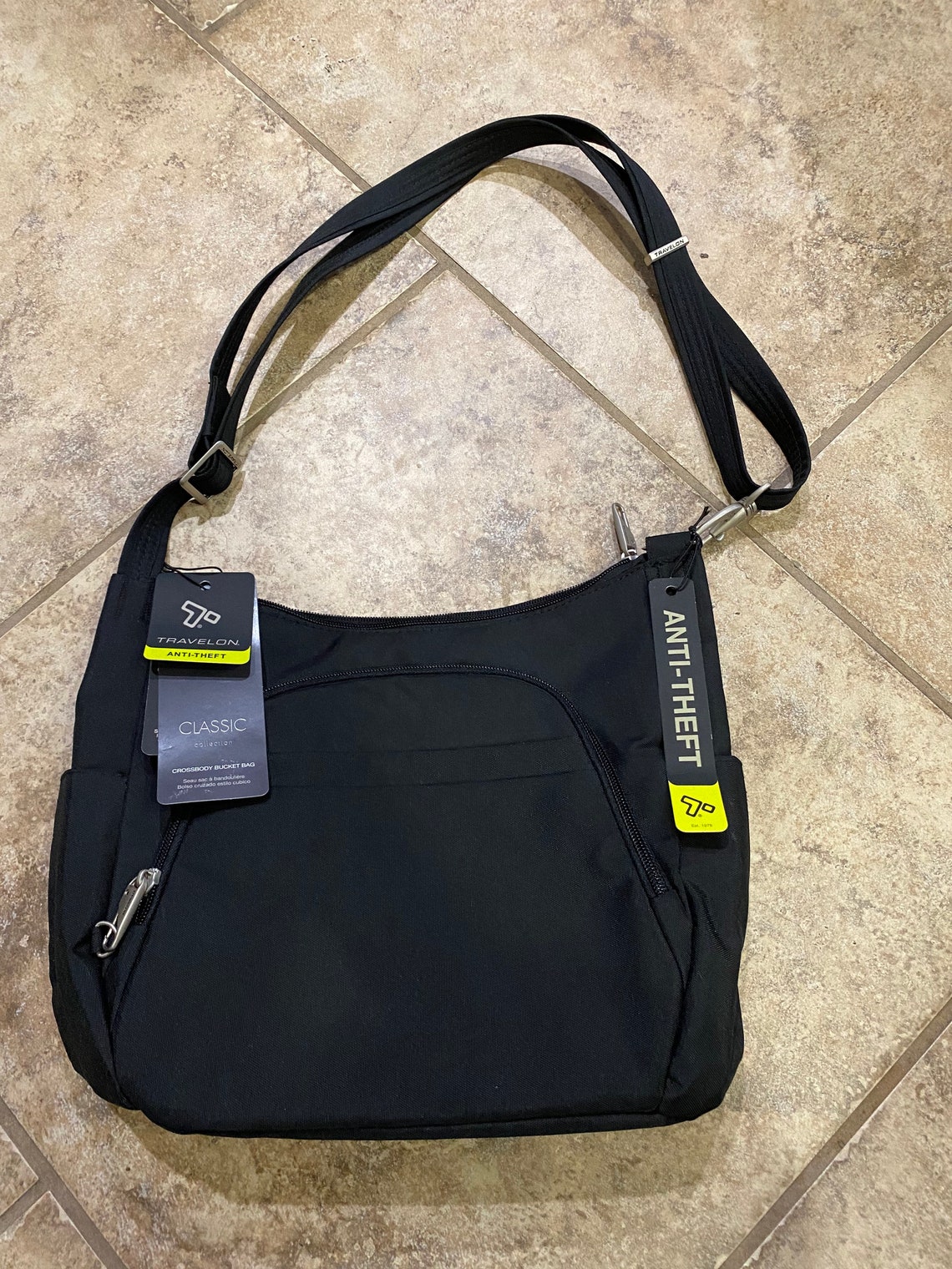 NWT Travelon AntiTheft CrossBody Bucket Bag Black One Size Etsy