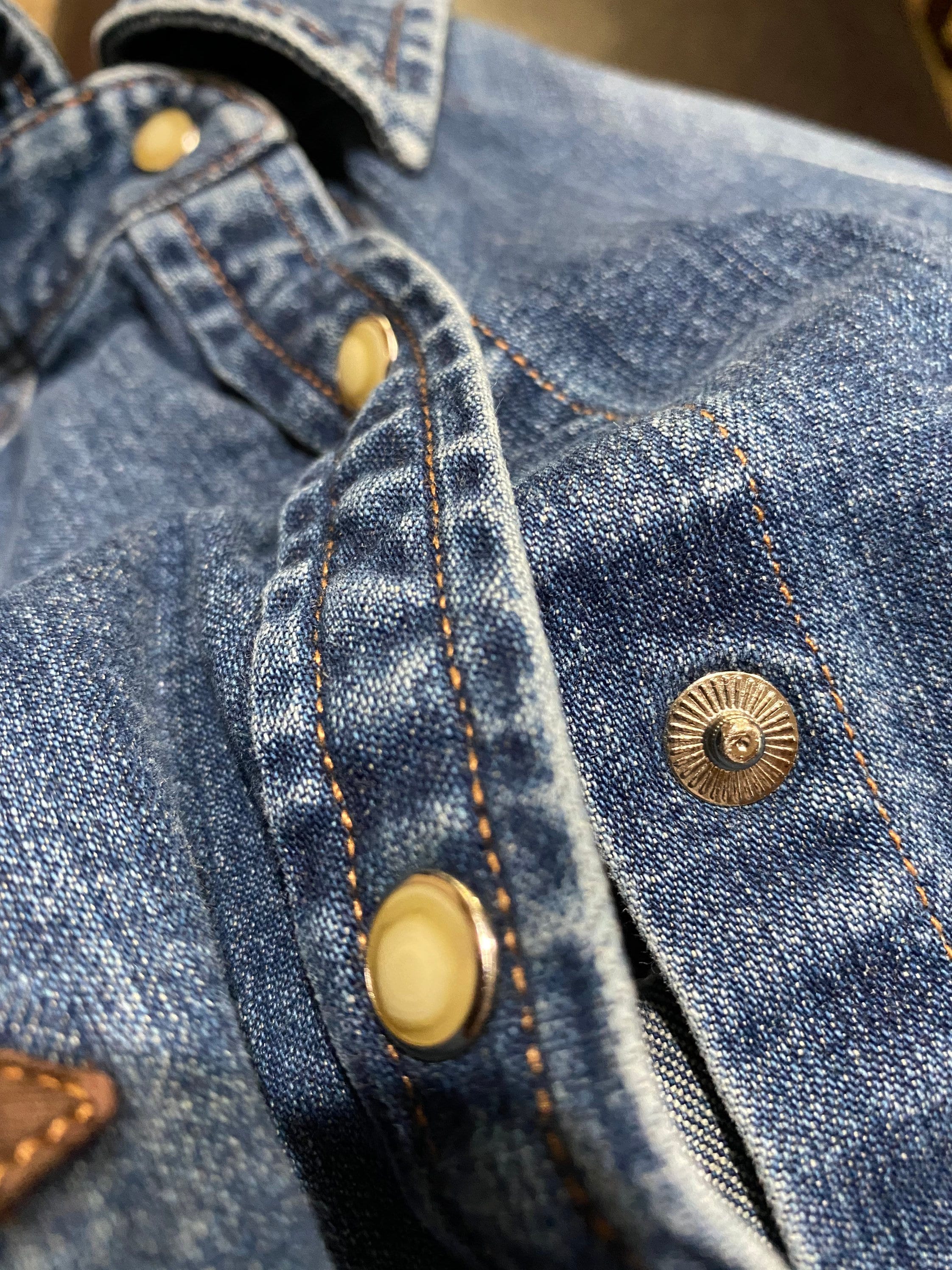 Vintage Wrangler Jean Jacket Button Up Pearl Snaps Cowboy Etsy