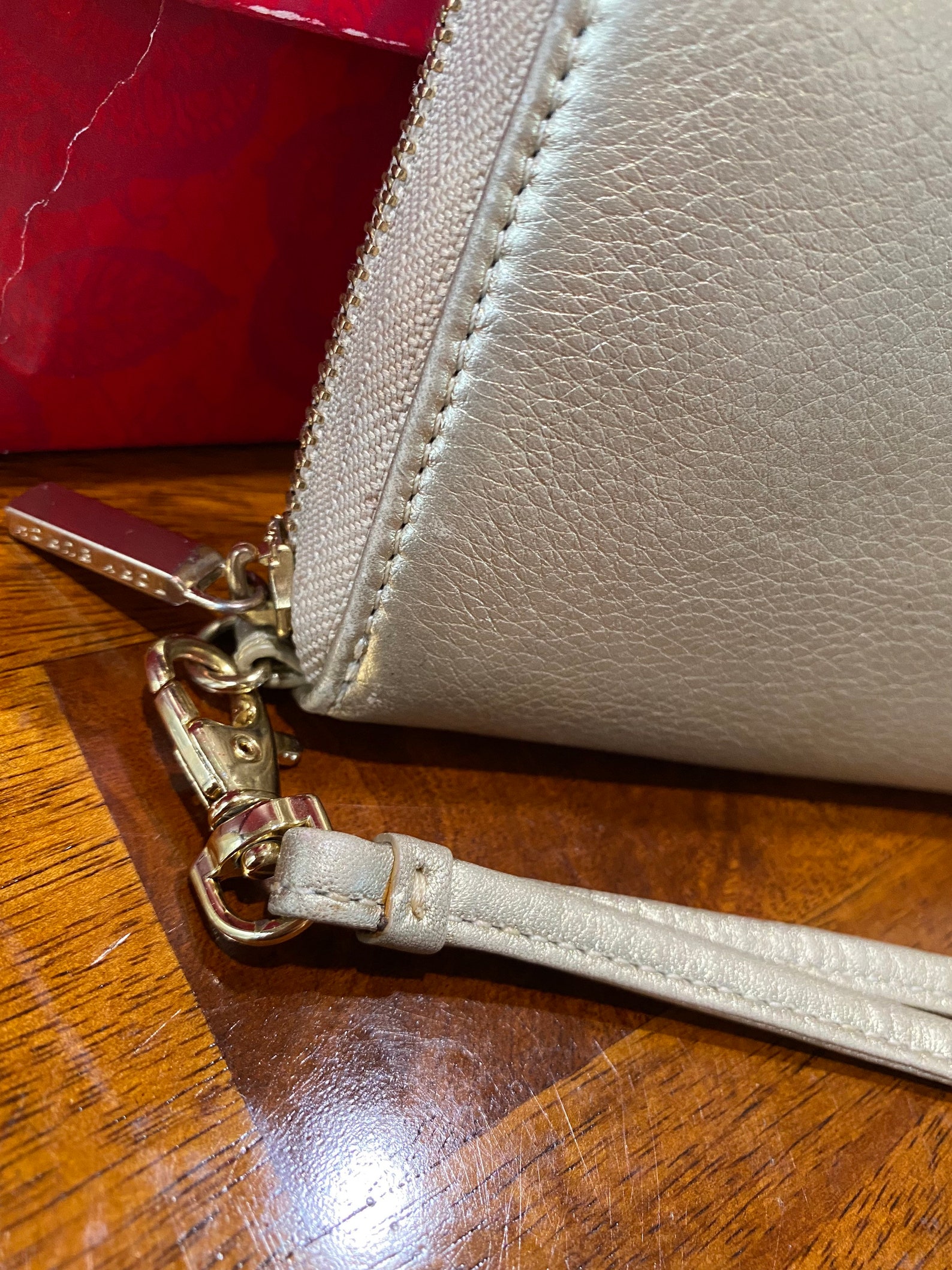 Tory Burch Gold / Beige Wristlet Wallet Etsy