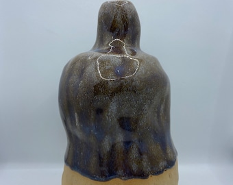 vaso in ceramica fatto a mano - blu, viola e marrone