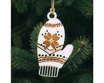 Handmade Wooden Ornament - Scandinavian Style Mitten