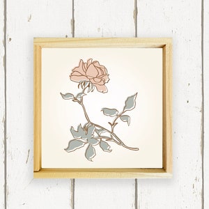 Boho Rose Wildflower Stem - Hand Made Wood Sign - Boho Home Decor