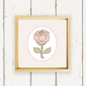 Floating Rose Botanical - Hand Painted Wood Sign - Boho Decor