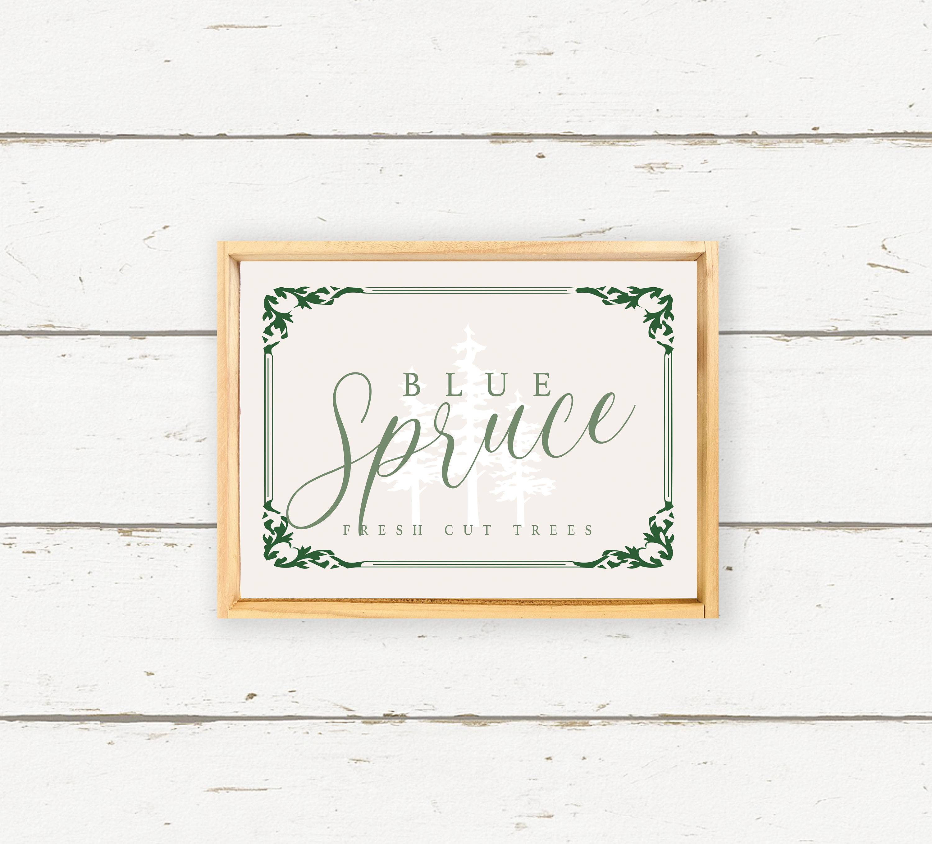 Spruce Tree Sign Blue Spruce Tree Farm - Modern Christmas Home Decor - Hand Made Wood ...
