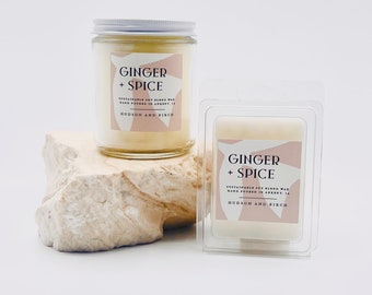 Artisanal Hand Poured 8oz Glass Jar Candle - Ginger and Spice