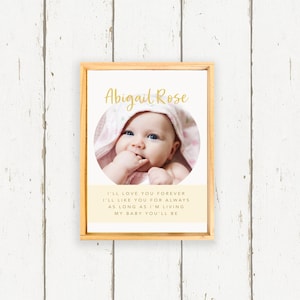 Ill Love You Forever - Custom Baby Photo - Hand Made Nursery Sign