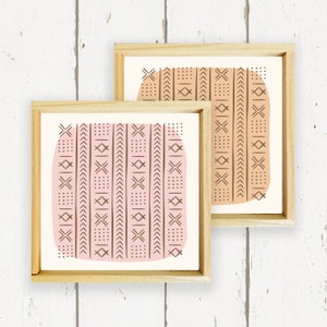 Minimalist Wall Art - Hand Painted Mudcloth Pattern Wooden Signs