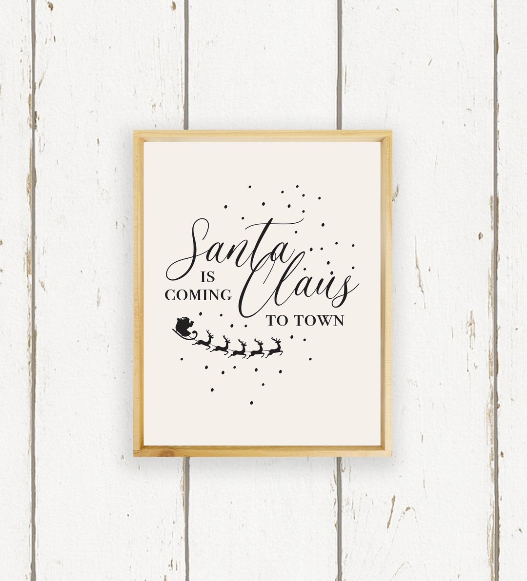 Santa Claus is Coming to Town - Modern Home Decor Wall Art - Handmade ...