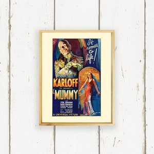 Karloff The Mummy - Vintage Movie Poster - Hand Made Wood Sign - Boho Home Decor - Halloween Decoration