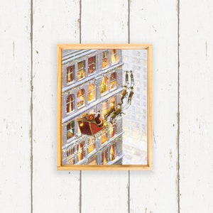Vintage Retro Santa Christmas Card - Modern Christmas Home Decor - Handmade Wood Sign