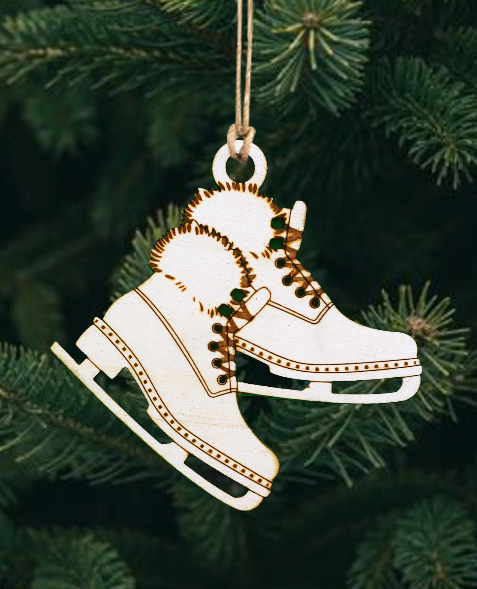 Handmade Wooden Ornament Vintage Ice Skates Etsy UK