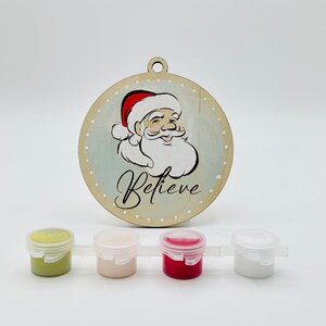 DIY Ornament Painting Kit - Believe Santa - Birch Christmas Ornament Project Kit