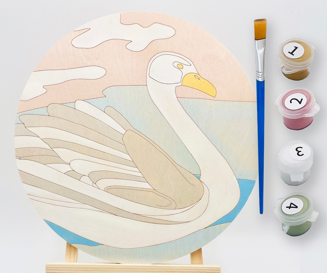 DIY Wall Art Painting Kit Swan Lake Etsy