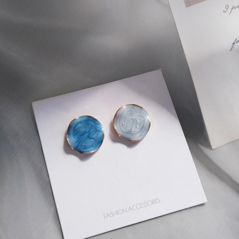 Golden Edge Gradient Blue Elegant Earrings Free shipping!