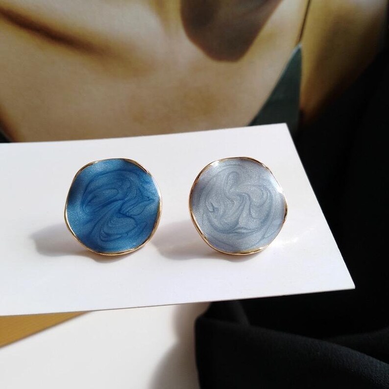 Golden Edge Gradient Blue Elegant Earrings Free shipping!