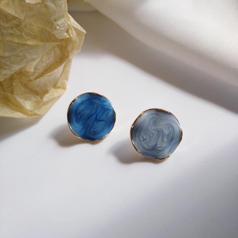 Golden Edge Gradient Blue Elegant Earrings Free shipping!