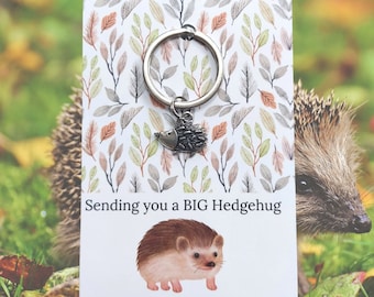 Hedgehog Keyring, Sending you a big Hedgehug, Hedgehog Gifts, Ideas for her, Positivity Gifts