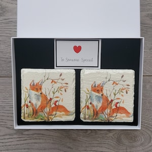 Fox Slate Coasters: Autumn Wildlife, Decoupage Coasters