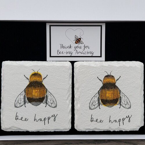 Bee Slate Coasters Bee Happy Bee Gifts Bumblebee Presents Etsy UK