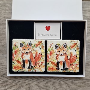 Fox Slate Coasters , Autumn Animals, Fox Gifts, Ideas For Her, Home Decoration