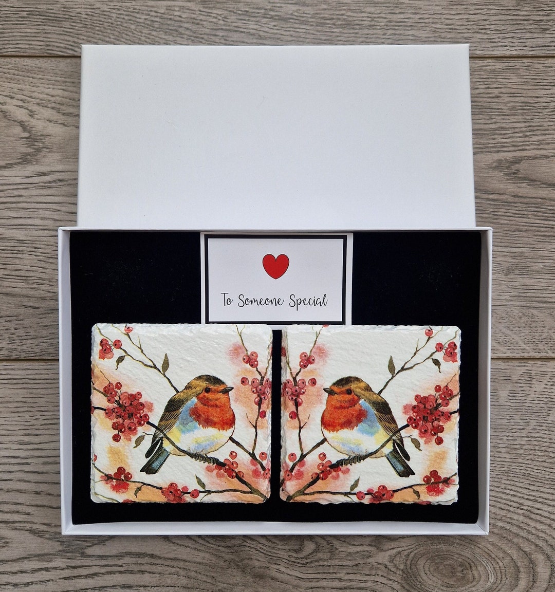 Robin Gift Set Handmade Robin Slate Coasters Gift Set – Woodland Bird Decor - Etsy UK