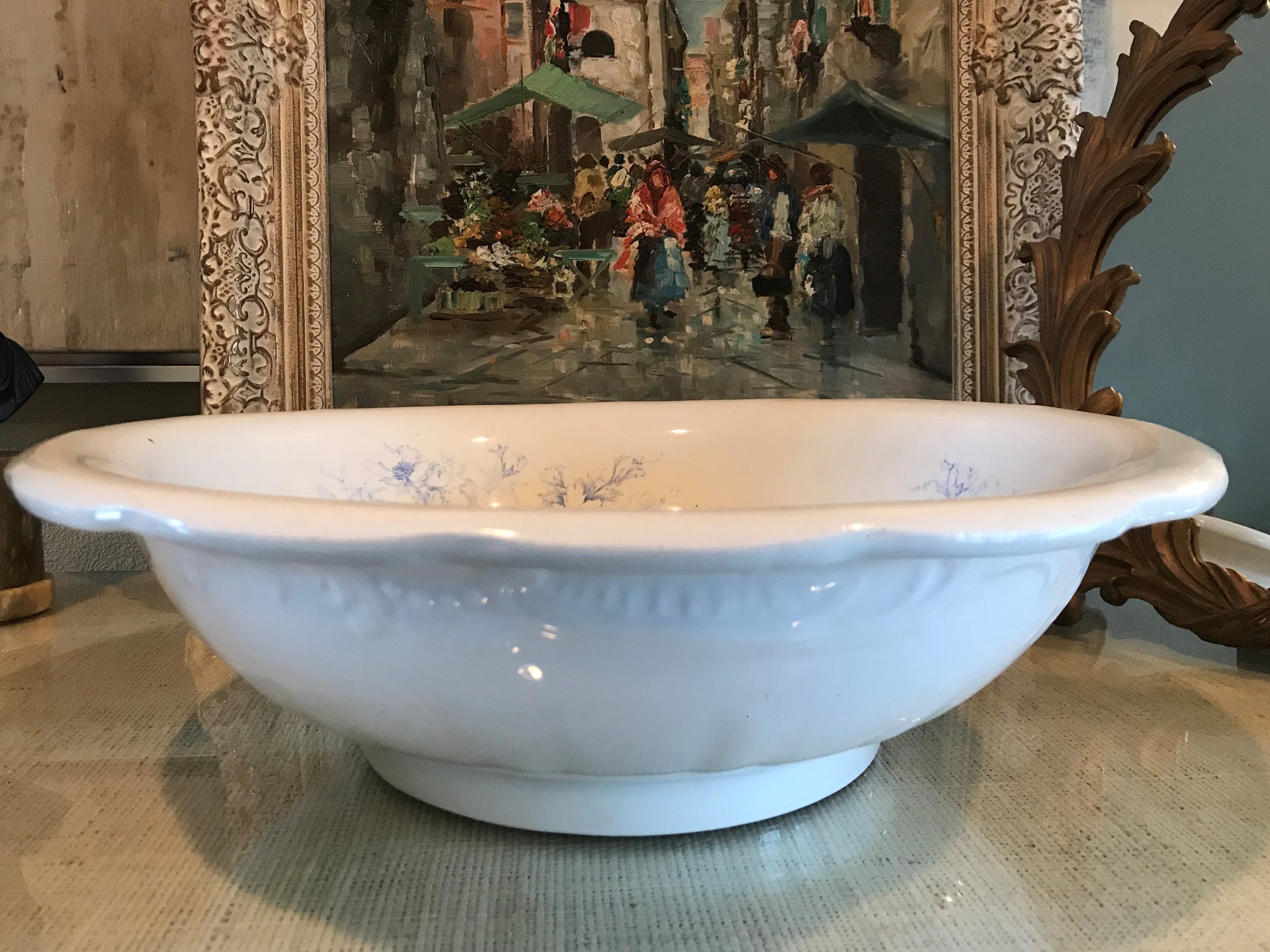 Victorian Wash Basin and Chamber pot / Transferware / Blue and Etsy
