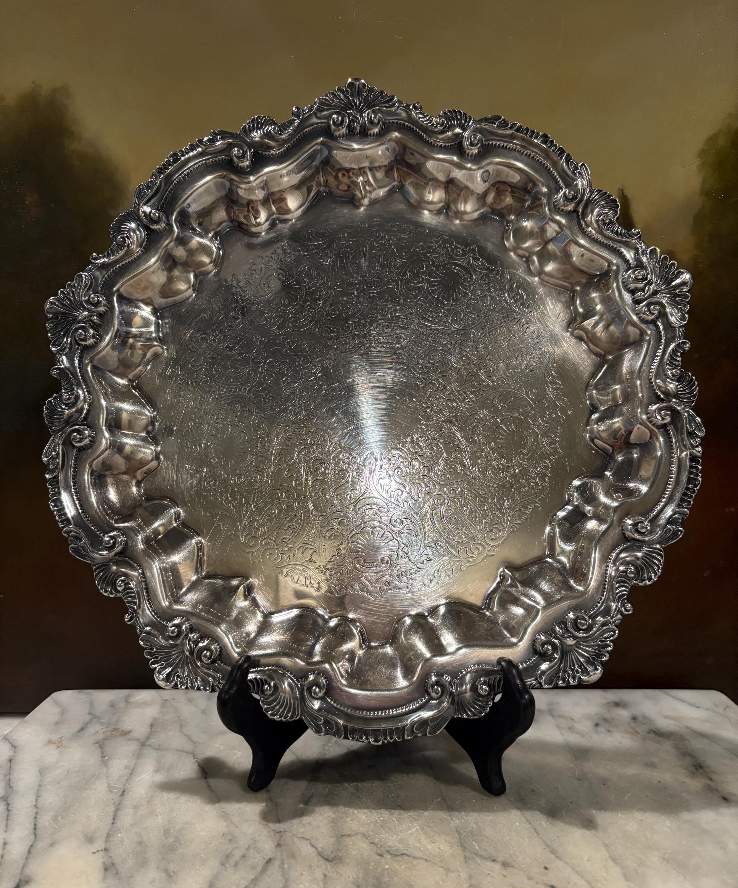 Ornate Wallace Silver Ornate Tray – X109 Heavy Footed Serving