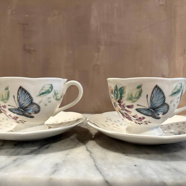 Set Di 4 Coppe Per Frutta Butterfly Meadow - Ciotoline In Porcellana Bianca Da 12 Oz - Lavabili In Lavastoviglie - 2