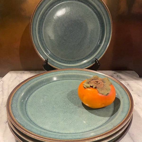 Rare Dansk Stoneware Salad Plates (4) 8.5" / Generations Dinnerware Pattern - Teal Color / Vintage Danish Modern Design / MCM Compatible /