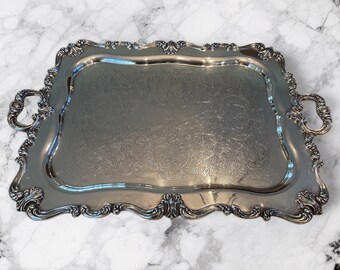 Grand Scale Antique Rectangular Silver Butler's Tray Marked WSB  (W&S Blackinton Silversmiths+ / American Silver / Ornate Silver Tray / 29"L