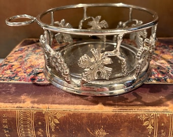 Vintage International Silver Co. Wine Coaster, Openwork Grape Vine Design