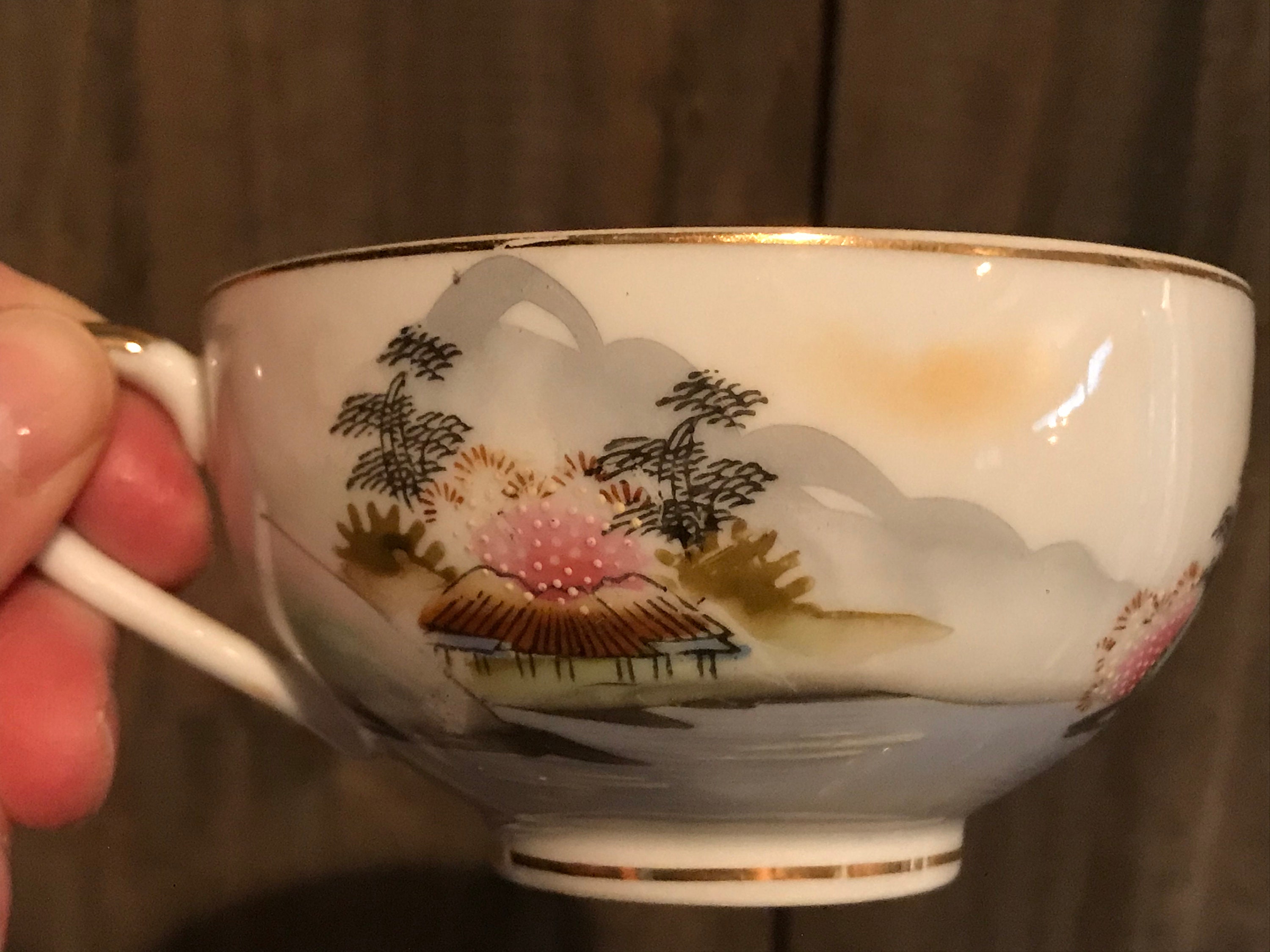 Lithophane Tea Set / Geisha Tea Cup / Japanese Tea Set / Mount Etsy