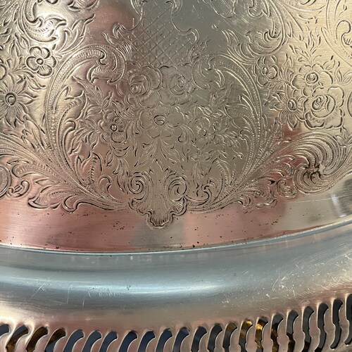 Vintage shops WM. Rogers Oval Silver Butlers Tray / Fenwick Pattern 781 / Ornate Serving Tray / Drinks Tray / Trays & Platters / Silver Serving