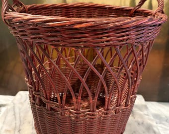Cesta tejida alta vintage de estilo francés con asas / Almacenamiento y exhibición / Estilo rústico de granja / Cesta para baguette de panadería