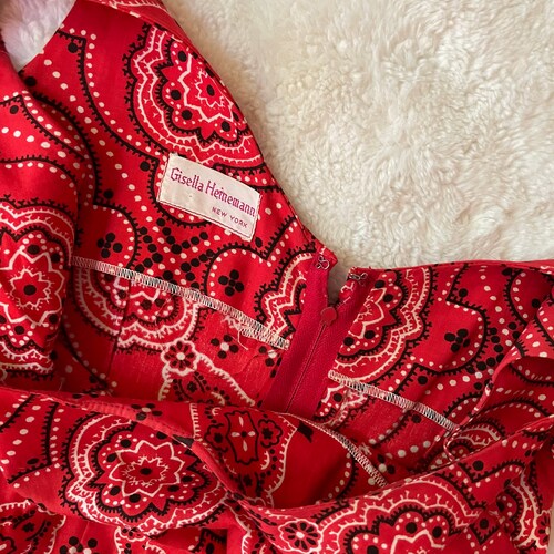 Vtg 1970s Red shops Paisley Maxi Dress