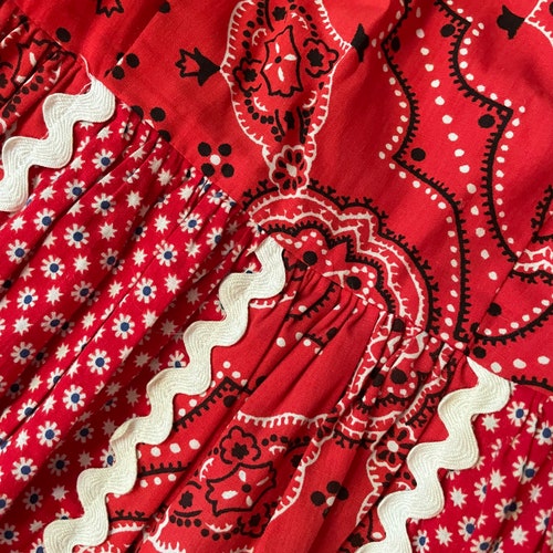 Vtg 1970s Red shops Paisley Maxi Dress