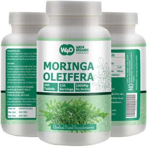 Moringa Tablets 500mg, 300 Counts, 150 Servings - Pure Moringa Oleifera Leaf Powder - Nutritional Supplement