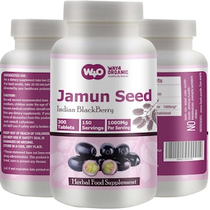 Jamun Seed Capsules (Tablets) - 300 Pills, 150 Servings, 1000 mg- (Indian BlackBerry - Eugenia Jambolana)