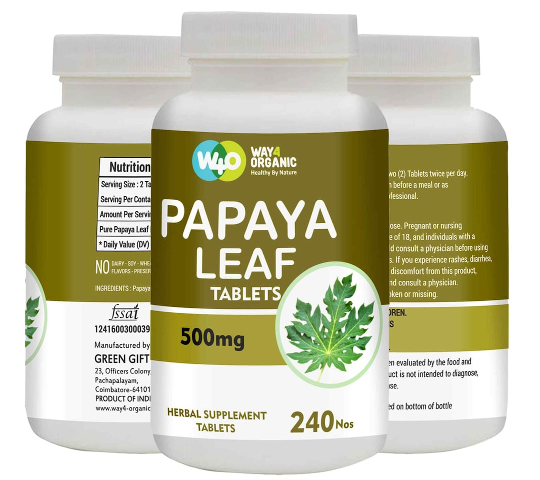 Papaya Raw Leaf Capsules tablets 240 Pills, 120 Servings, 1000 Mg Etsy