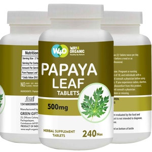 Papaya Raw Leaf Capsules (Tablets) - 240 Pills, 120 Servings, 1000 mg 1