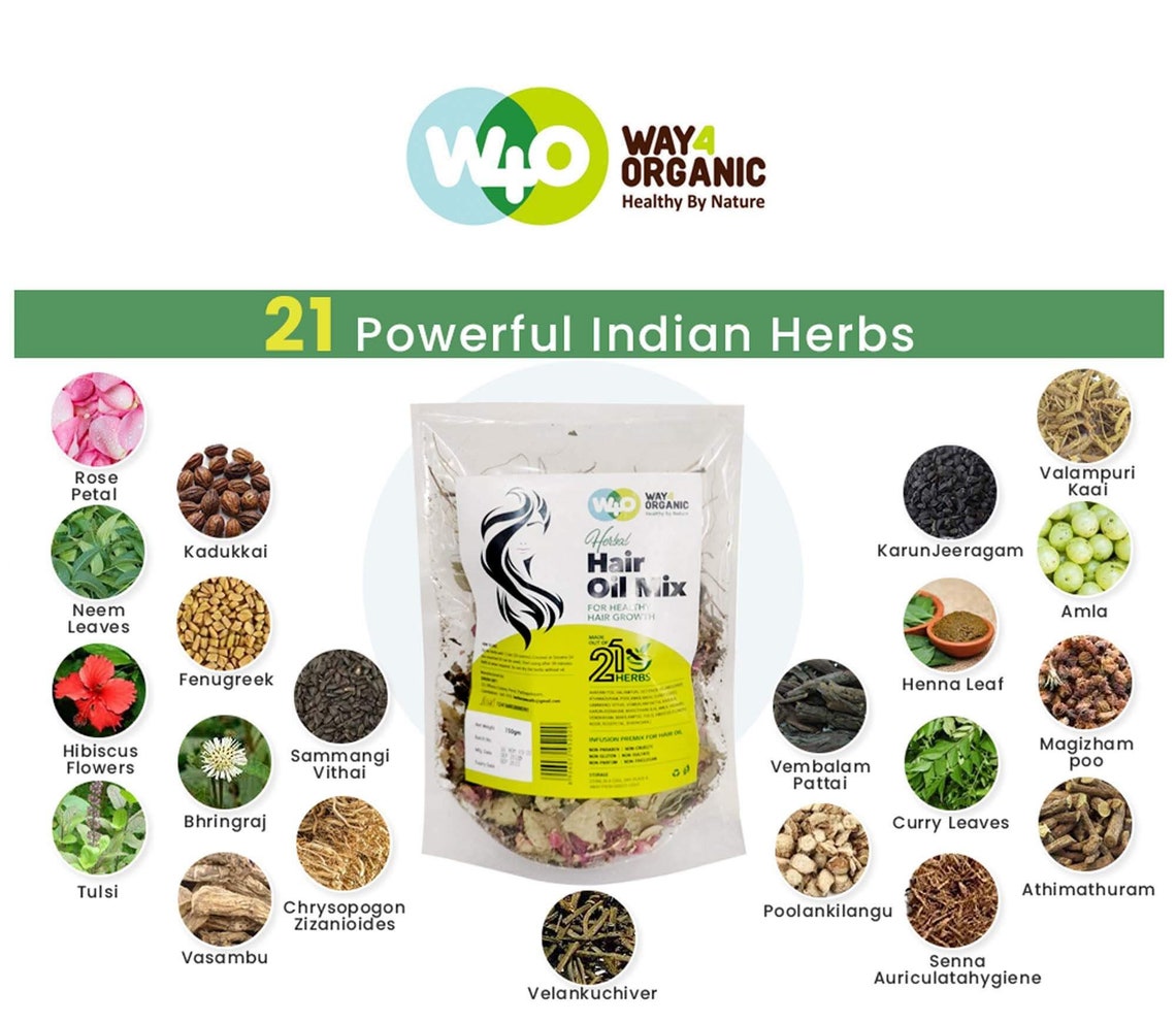 Herbal Hair Oil Mix of 21 Herbs for Thick Long Hair Growth 450 Etsy