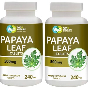 Papaya Raw Leaf Capsules (Tablets) - 240 Pills, 120 Servings, 1000 mg 2